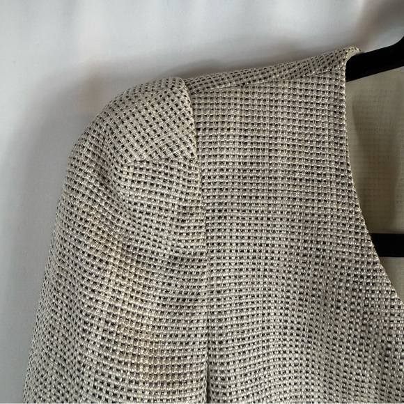 Armani Collezioni Womens 6 Tweed Linen Blend Blazer Cream Black Classic,Career - Picture 5 of 14